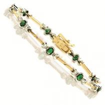 14K White & Yellow Gold Diamond & Emerald Bracelet / RF1518NEC
