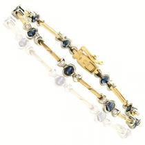 14K White & Yellow Gold Diamond & Sapphire Bracelet / 1518NSC