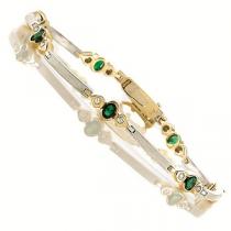 14K White & Yellow Gold Diamond & Emerald Bracelet / RF1519NEC