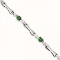 14K White Gold Diamond & Emerald Bracelet / RF1530WEC