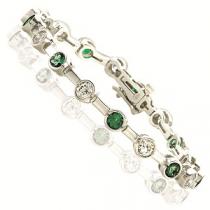 14K White Gold diamond & Emerald Bracelet  / SB1001WEC4