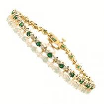 14K Yellow Gold Diamond & Emerald Bracelet / SB948EYC4