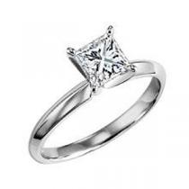 1/2 ct Princess Cut Diamond Solitaire Engagement Ring in 14K White Gold/SRBFP50