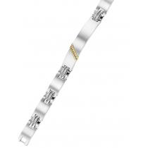 Men's Diamond Bracelet in Stainless Steel & Gold
