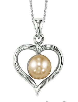 Freshwater Pearl Heart Pendant in Sterling Silver  /096PP