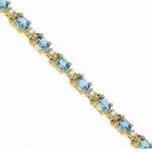 14K Gold Diamond & Blue Topaz Bracelet : B213WBC