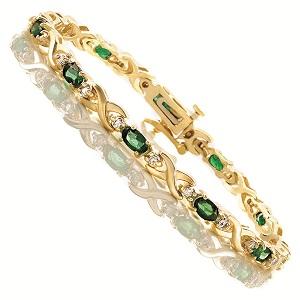 14K Gold Diamond & Emerald Bracelet / B257YEC