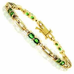 14K Gold Diamond & Emerald Bracelet : B38YEC