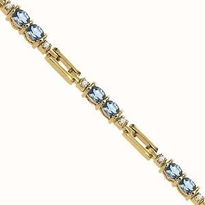 14K Gold Diamond & Blue Topaz Bracelet : B38YBC