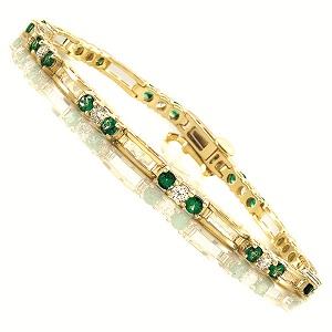 14K Gold Diamond & Emerald Bracelet / B42BYEC