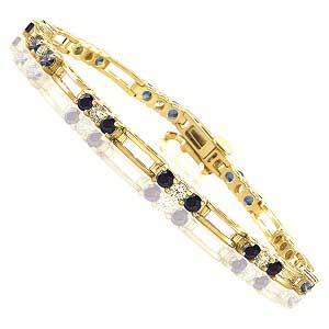14K Gold Diamond & Sapphire Bracelet / B42BYSC