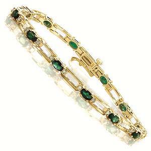 14K Gold Diamond & Emerald Bracelet / B42C12YEC