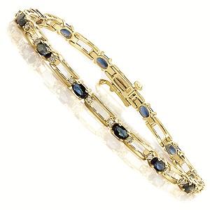 14K Yellow Gold Diamond & Sapphire Bracelet / B42C12WSC