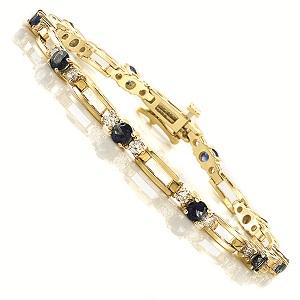 14K Gold Diamond & Sapphire Bracelet:B42DWSC