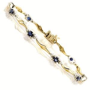 14K Yellow Gold Diamond & Sapphire Bracelet / B69SWC