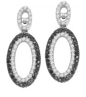 1/2 ctw Black & White Diamond Earrings in 14k White Gold / FE1088
