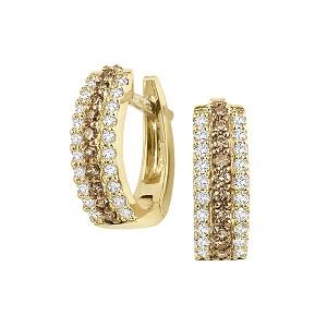 1/2 ctw Brown & White Diamond Earrings in 14K Yellow Gold /FE1134 