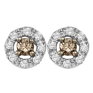 Silver Brown Diamond Earrings 1/3 ctw / FE1174