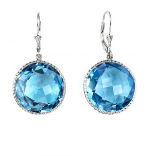Silver Blue Topaz Earrings /FE1198
