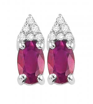 Ruby & Diamond Earrings in 10K White Gold / FE4025