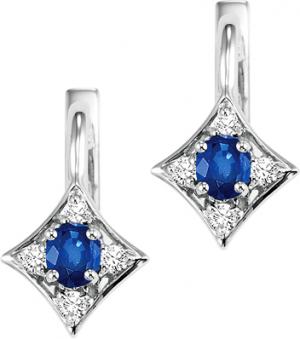 Sapphire & Diamond Earrings in 14K White Gold / FE4031 