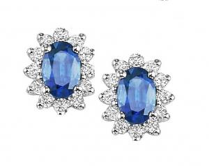 Sapphire & Diamond Earrings in 14K White Gold / FE4062