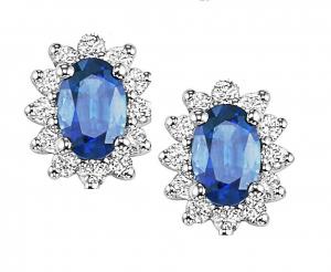 Sapphire & Diamond Earrings in 14K White Gold / FE4063