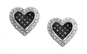 1/4 ctw Black & White Diamond Earrings in Sterling Silver / FE4071