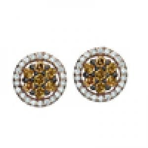 1/2 ctw Brown & White Diamond Earrings in 14K Rose Gold / FE4081P