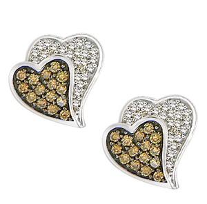 1/3 ctw Brown & White Diamond Earrings in 10K White Gold / FE4088