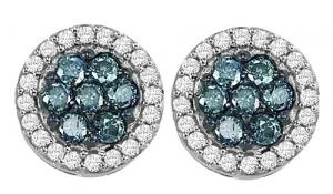 Gold Blue & White Diamond Earrings 3/8 ctw/FE4115