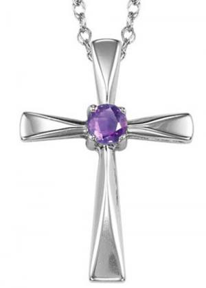 Silver Amethyst Cross (Available in all Birthstones)/FP1269M