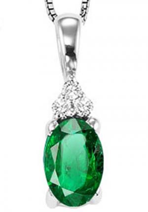 Gold Diamond & Emerald Pendant (Available in all Birthstones)/FP4023-10