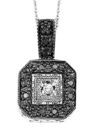 Black Rhodium Silver Diamond Pendant / FP4075