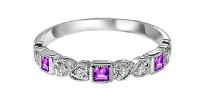 Ruby & Diamond Ring in 10K White Gold / FR1030