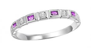 Ruby & Diamond Ring in 14K White Gold / FR1069
