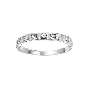 Pink Sapphire & Diamond Ring in 14K White Gold / FR1067
