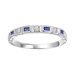 Sapphire & Diamond Ring in 14K White Gold / FR1068