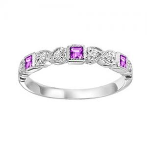 Ruby & Diamond Ring in 14K White Gold / FR1071