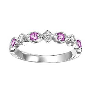 Pink Sapphire & Diamond Ring in 14K White Gold / FR1076