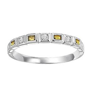 Citrine & Diamond Ring in 10K White Gold / FR1204