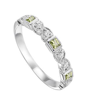 Peridot & Diamond Ring in 14K White Gold / FR1233