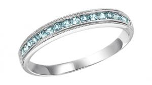Blue Topaz & Diamond Ring in 10K White Gold / FR1218