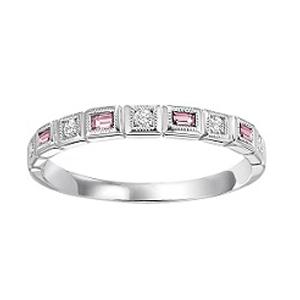 Pink Tourmaline & Diamond Ring in 10K White Gold / FR1223