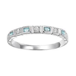 Blue Topaz & Diamond Ring in 14K White Gold / FR1224