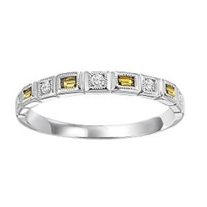 Citrine & Diamond Ring in 14K White Gold / FR1228