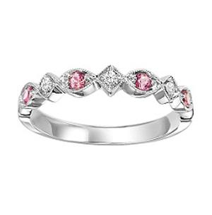 Pink Tourmaline & Diamond Ring in 14K White Gold / FR1235
