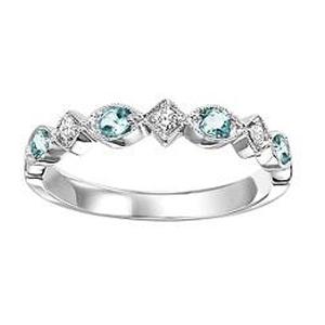 Aquamarine & Diamond Ring in 10K White Gold / FR1264