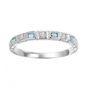 Aquamarine & Diamond Ring in 14K White Gold /FR1268