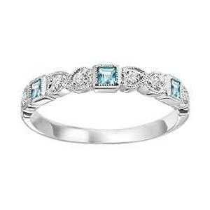 Aquamarine & Diamond Ring in 14K White Gold /FR 1270